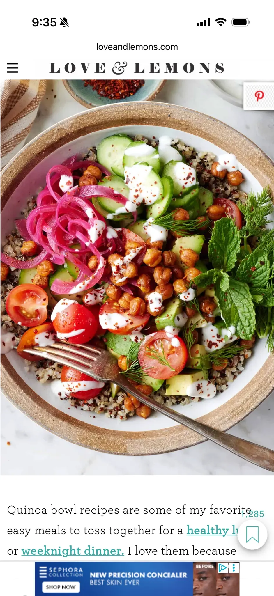Bowl de quinoa mediterránea